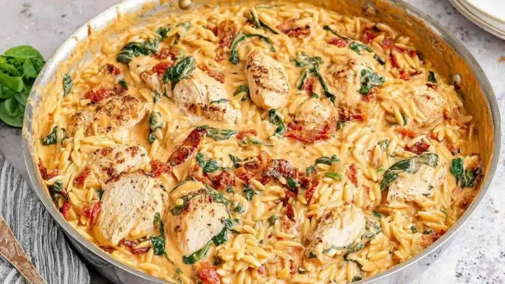 creamy tuscan chicken orzo preparation steps