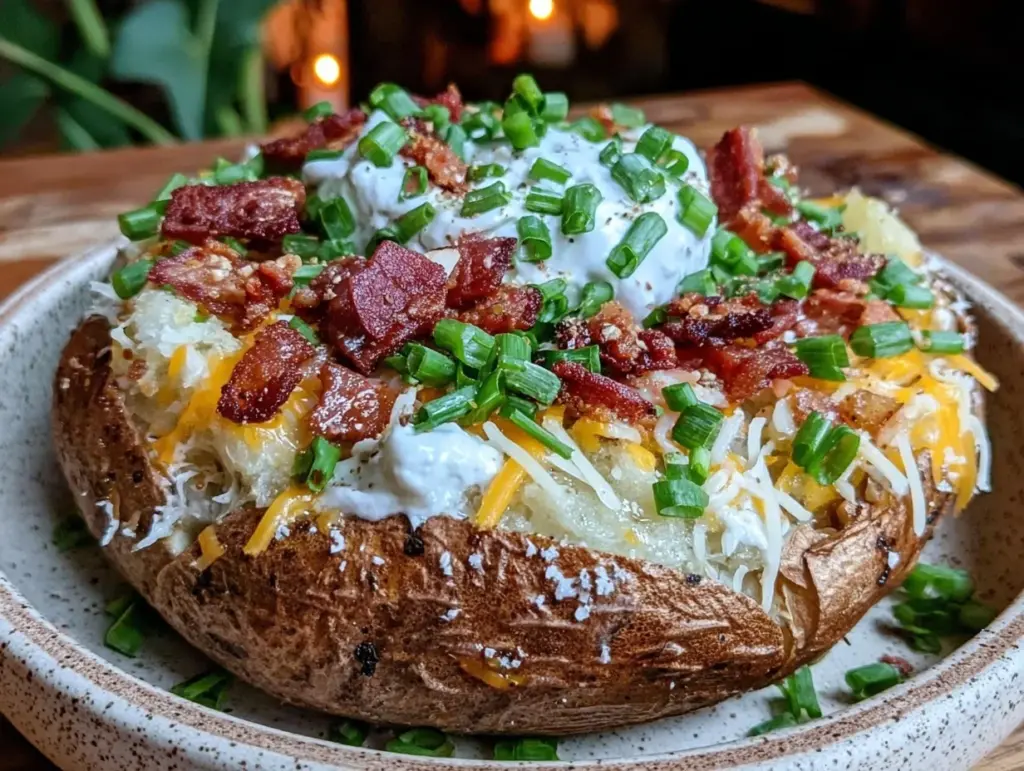 crispy air fryer loaded baked potato bowl - featured image