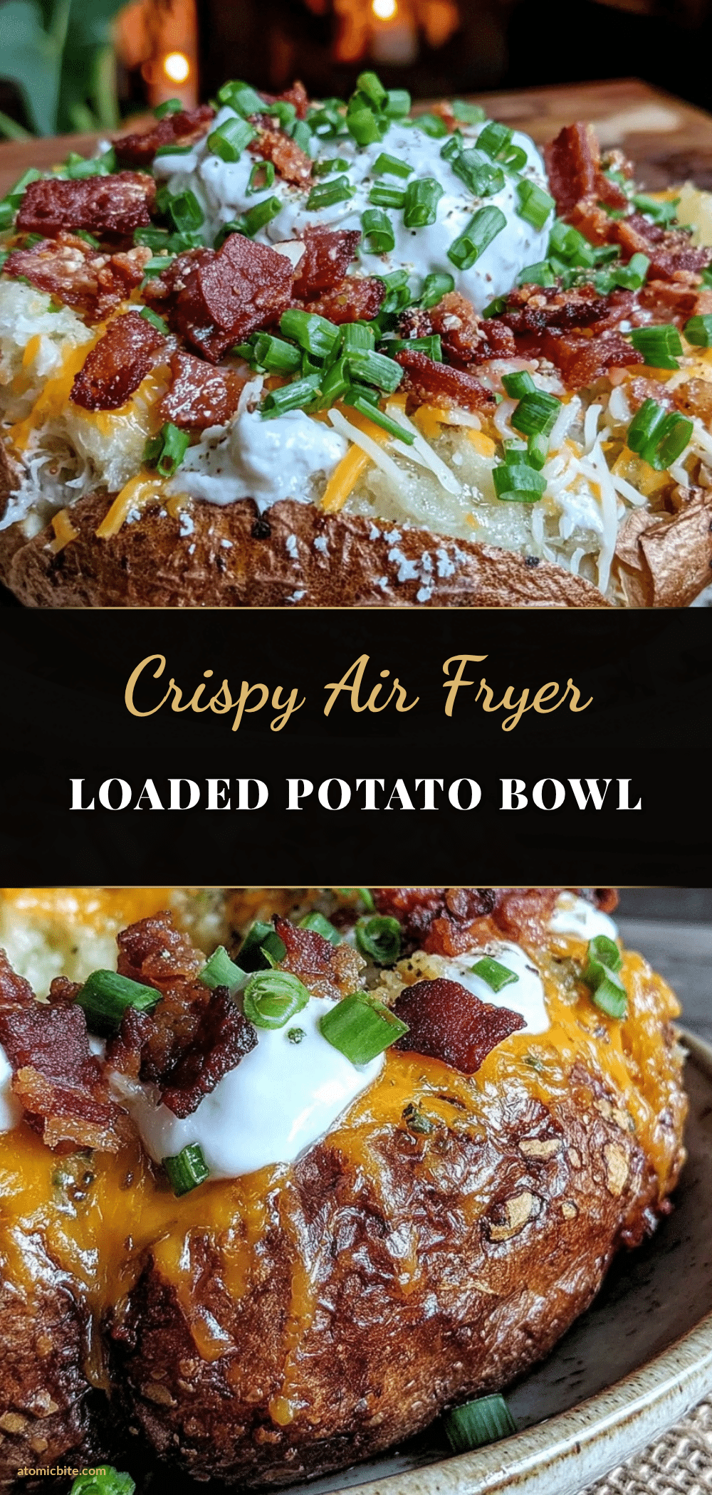 crispy air fryer loaded baked potato bowl recipe