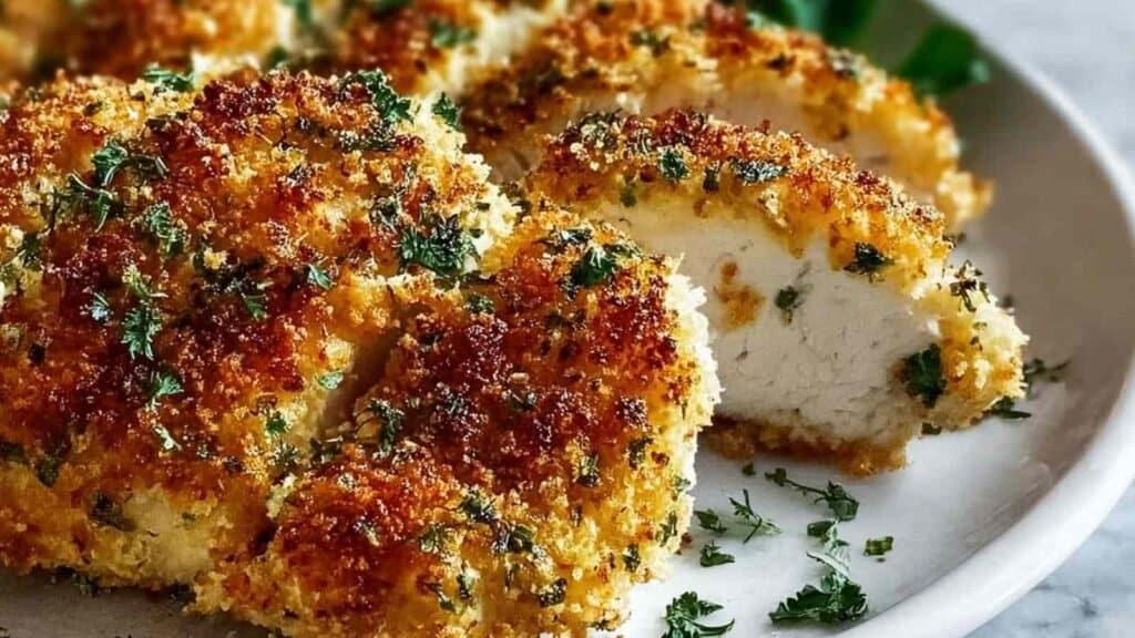 crispy herb-crusted baked parmesan chicken preparation steps
