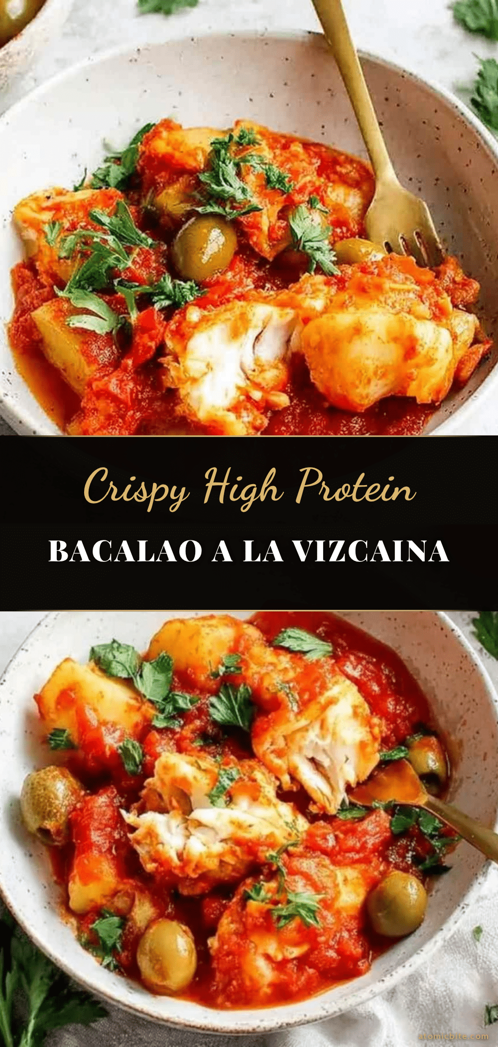 Crispy High Protein Bacalao a la Vizcaina recipe