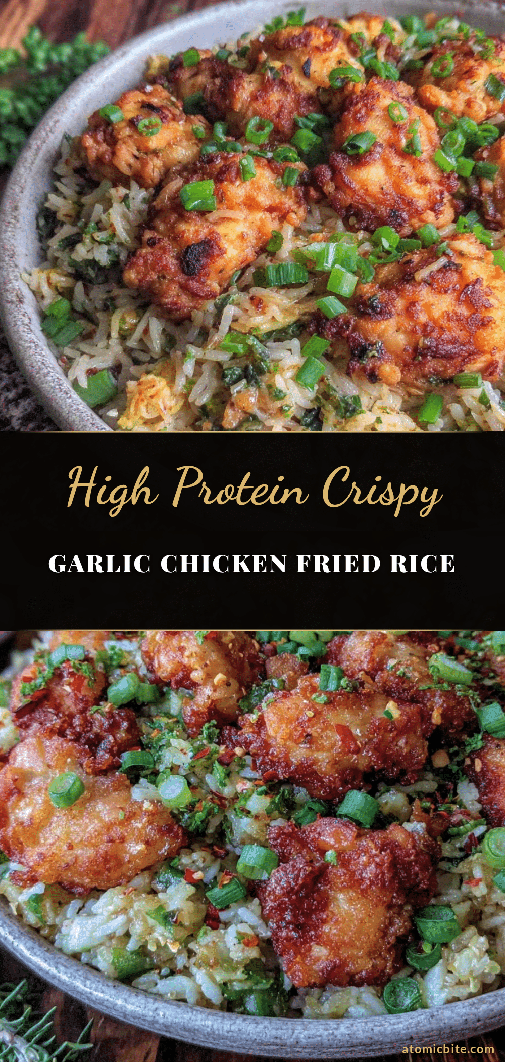 crispy high protein garlic chicken fried rice recipe