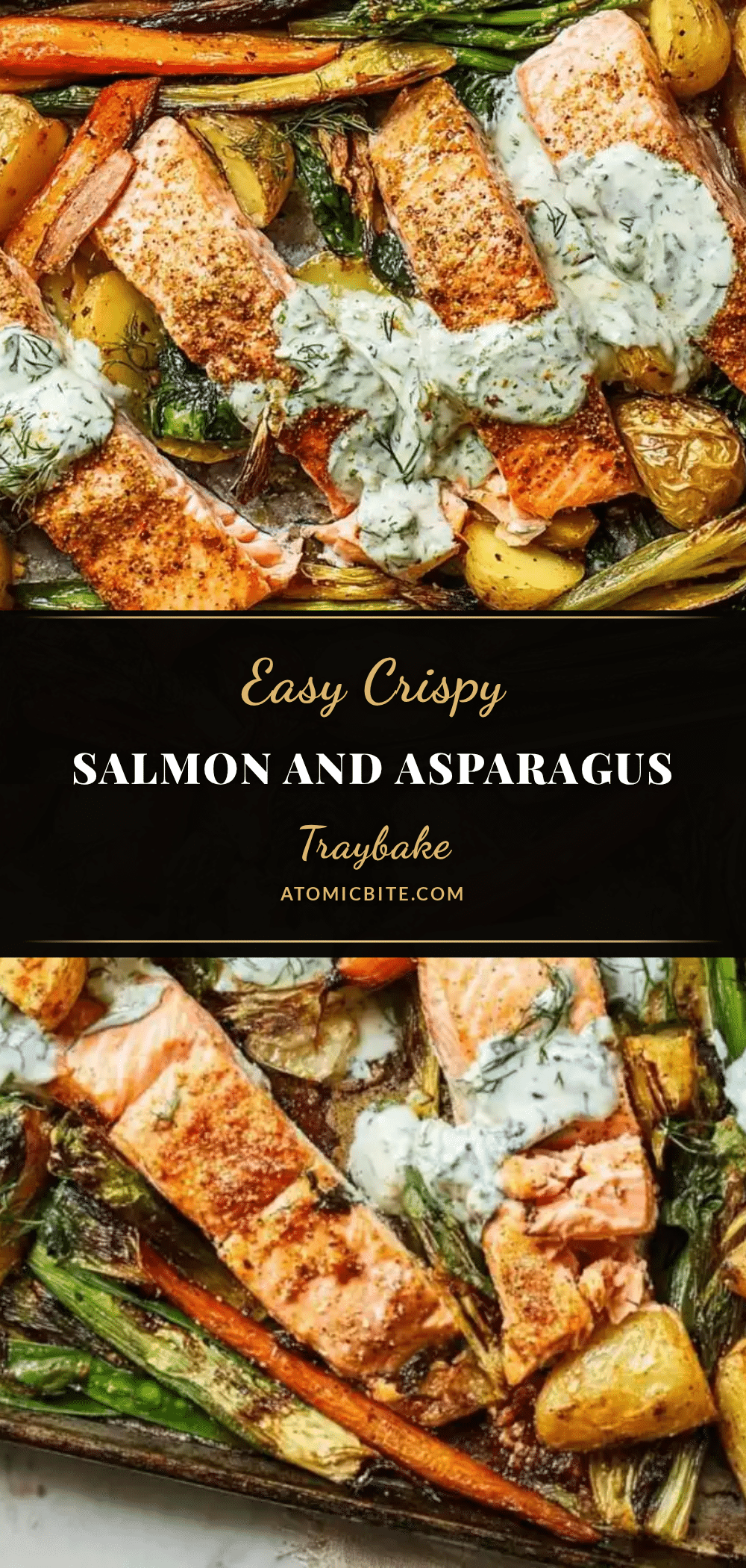 crispy salmon and asparagus traybake recipe