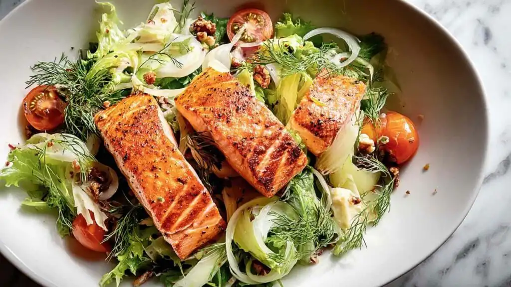 crispy salmon and fresh fennel salad preparation steps