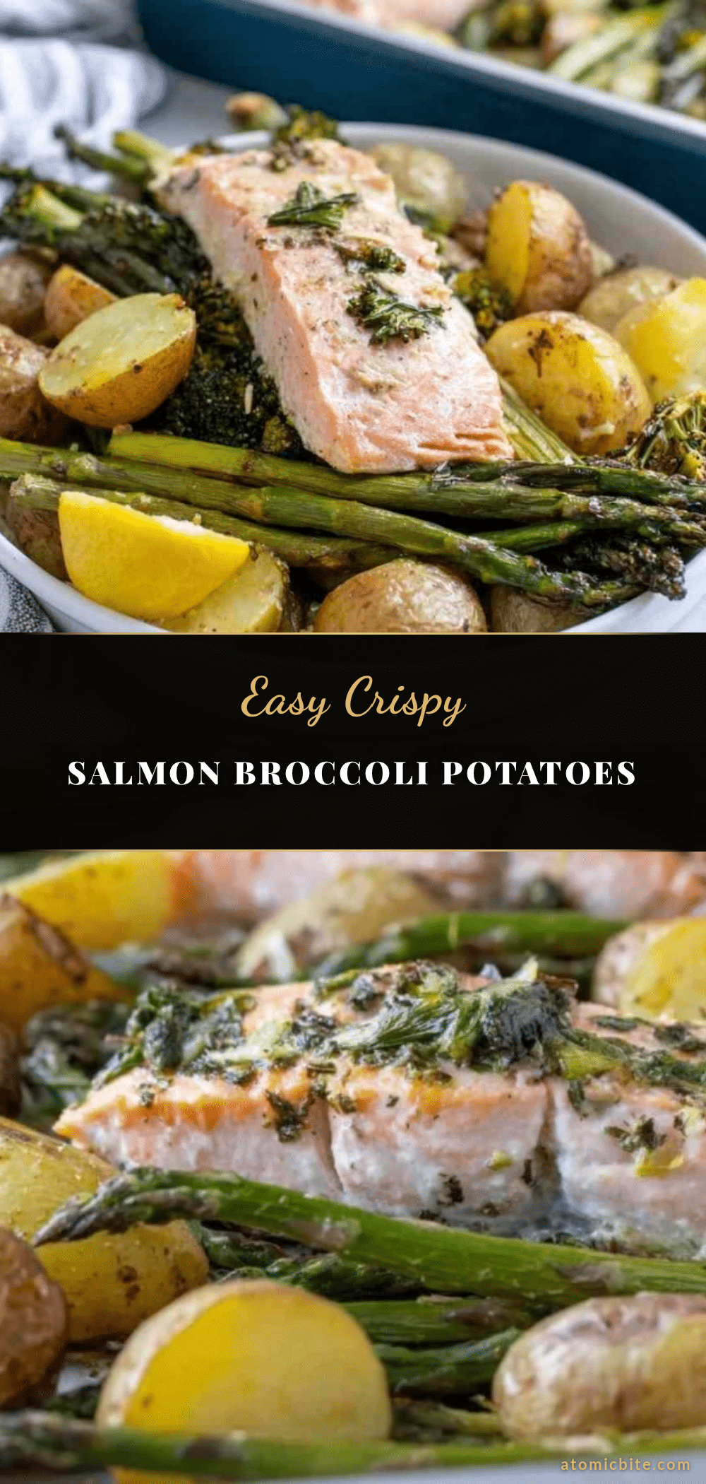 crispy salmon broccoli and potatoes one-pan meal recipe