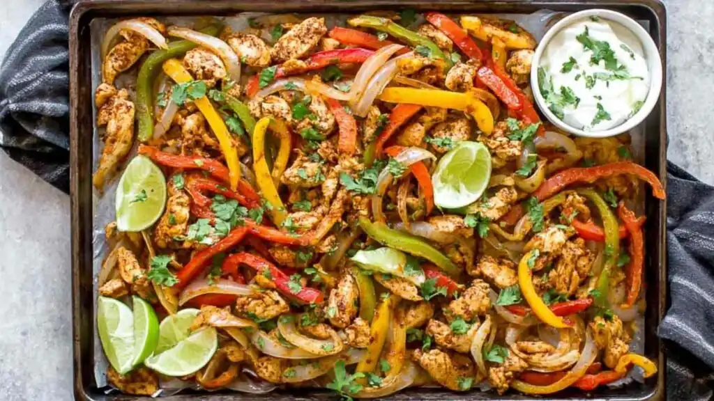 crispy sheet pan chicken fajitas preparation steps