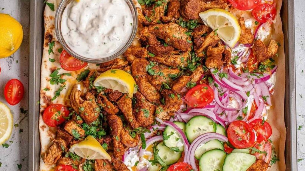 crispy sheet pan chicken shawarma - featured image