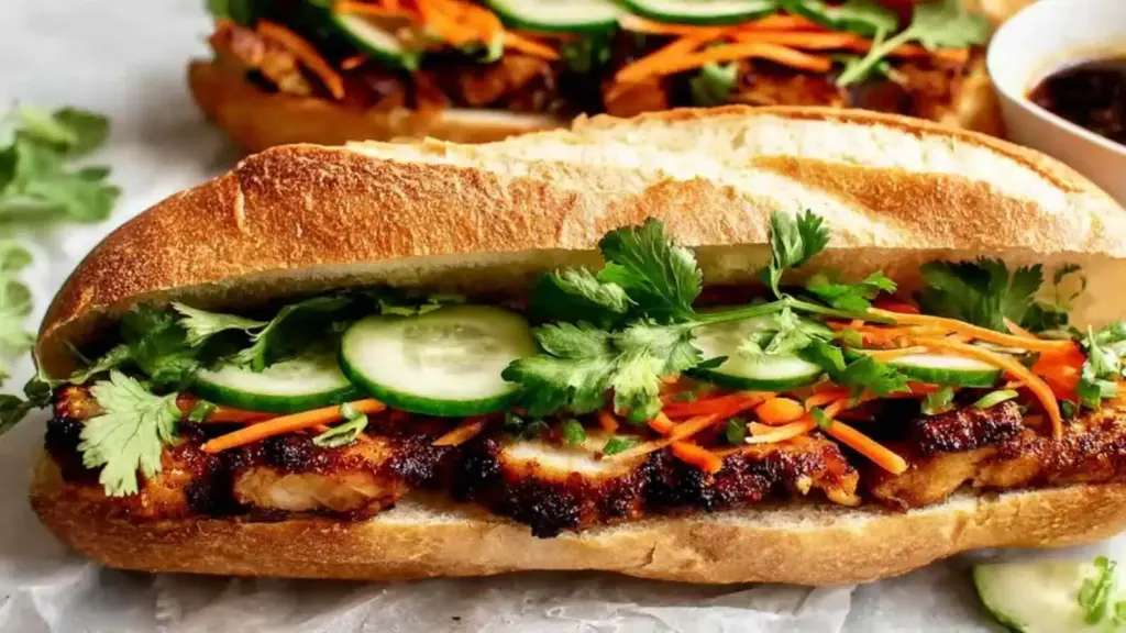 crispy vietnamese chicken banh mi - featured image