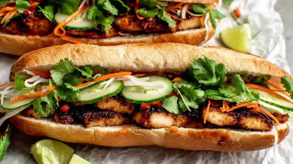 crispy vietnamese chicken banh mi preparation steps
