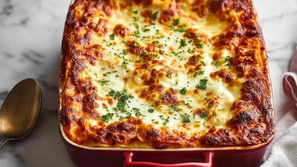 easy cheesy classic lasagna recipe - featured image