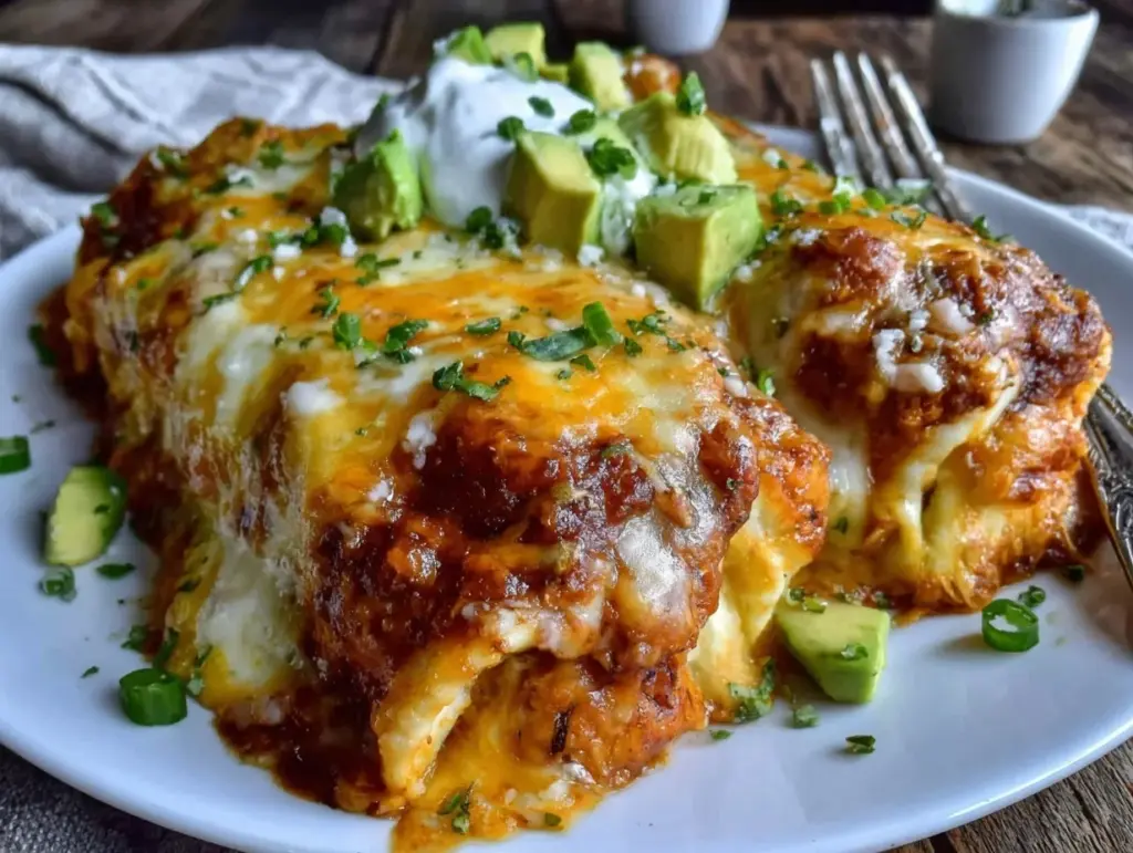 easy cheesy rotisserie chicken enchiladas - featured image