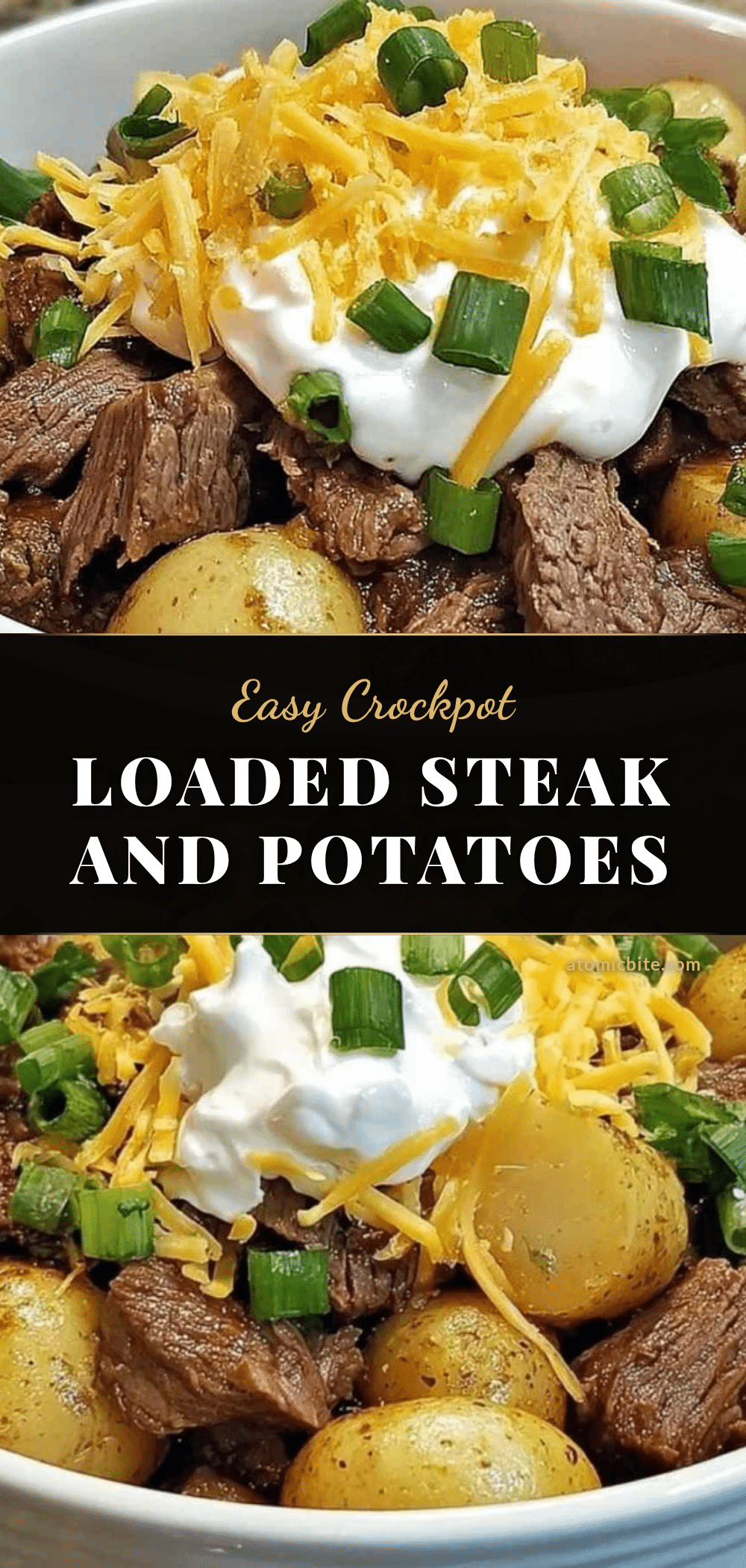 easy crockpot loaded steak and potato bake recipe