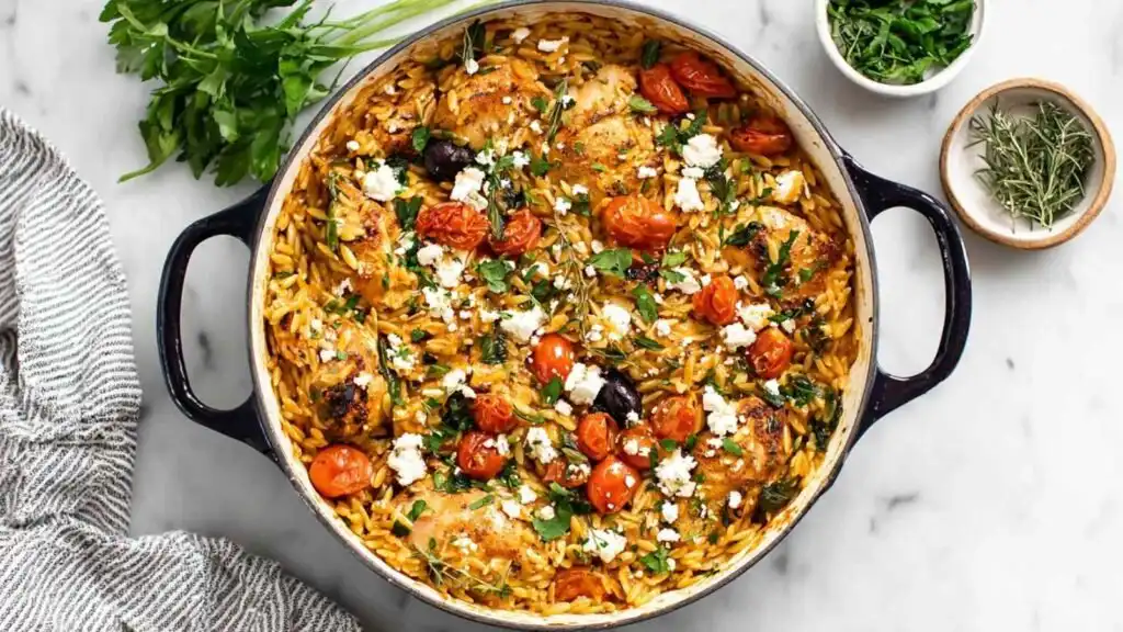 easy one pan chicken orzo preparation steps