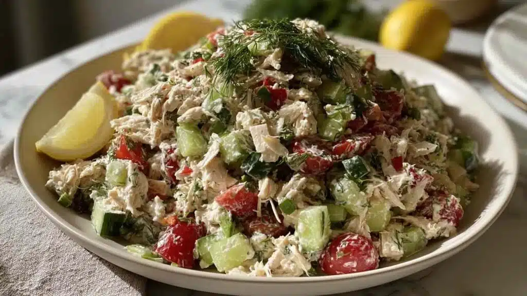 Fresh Greek Tzatziki Chicken Salad preparation steps