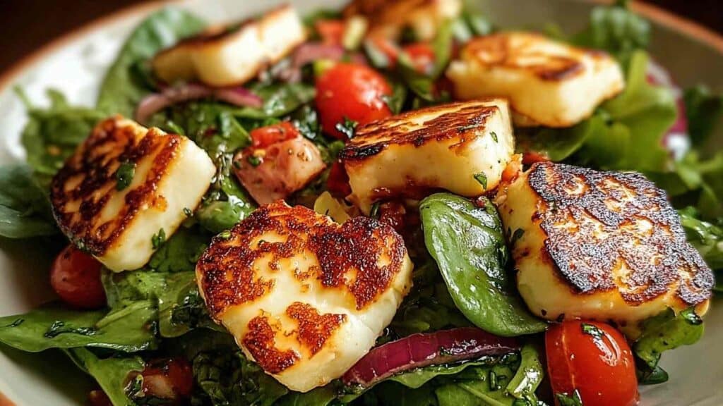 fresh grilled halloumi salad - featured image