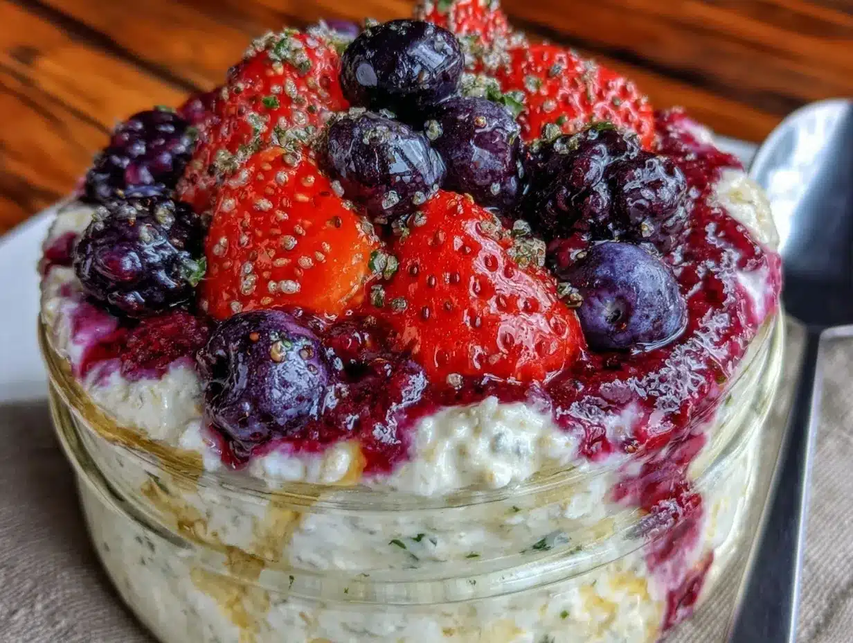 fresh overnight oats with mixed berries preparation steps