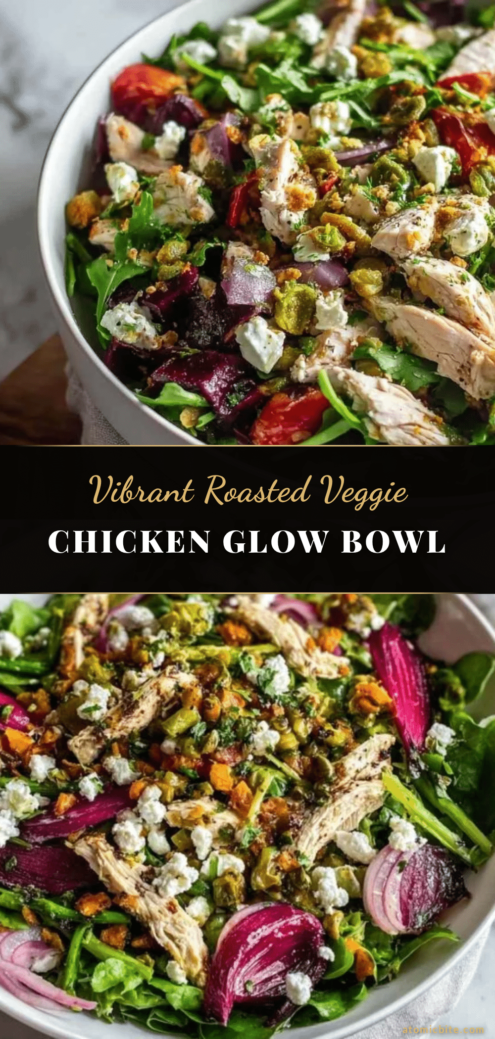 fresh roasted veggie and chicken glow bowl recipe
