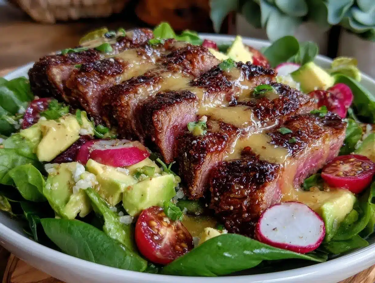 fresh steak avocado salad preparation steps