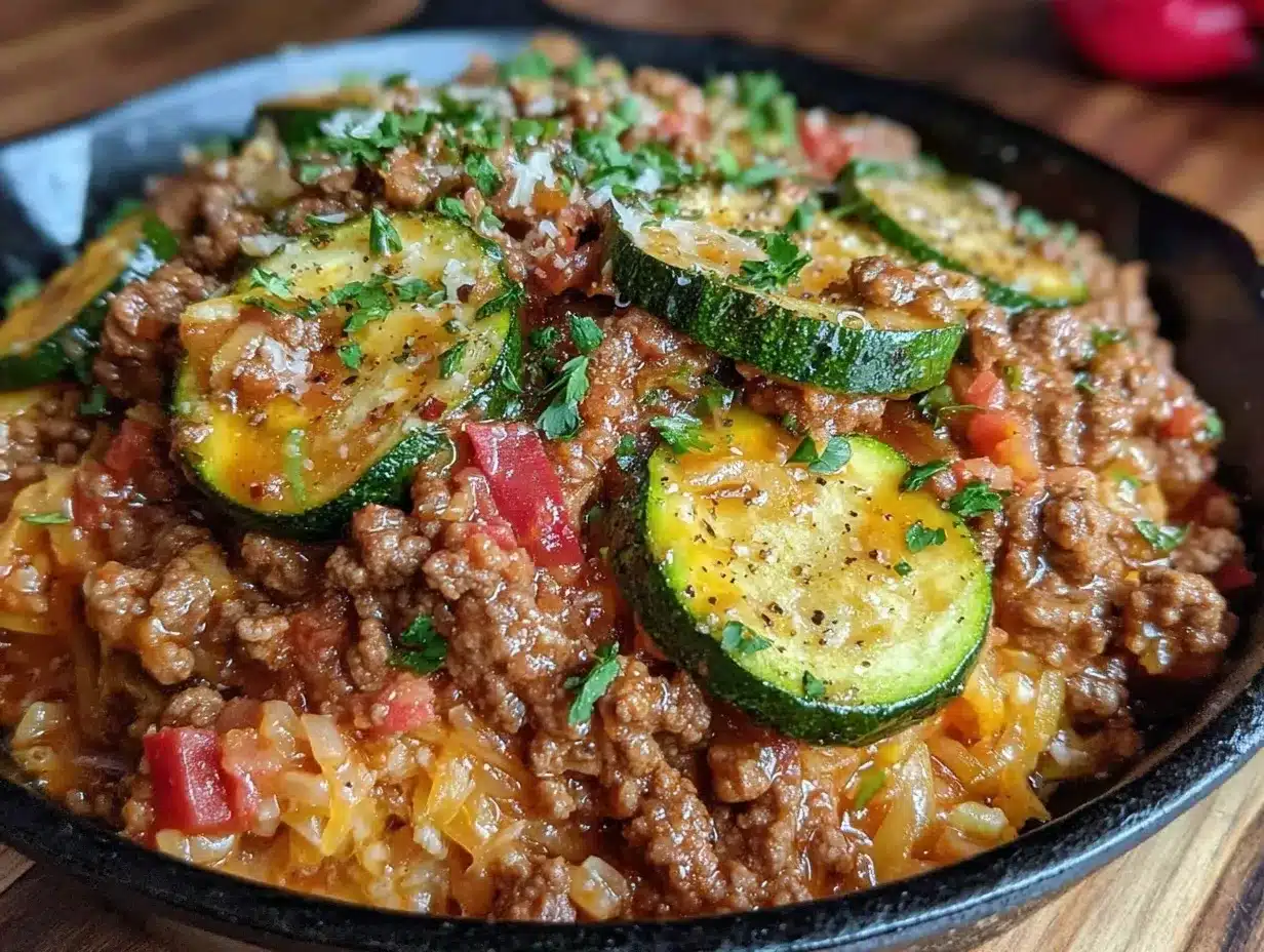 ground beef and zucchini skillet preparation steps