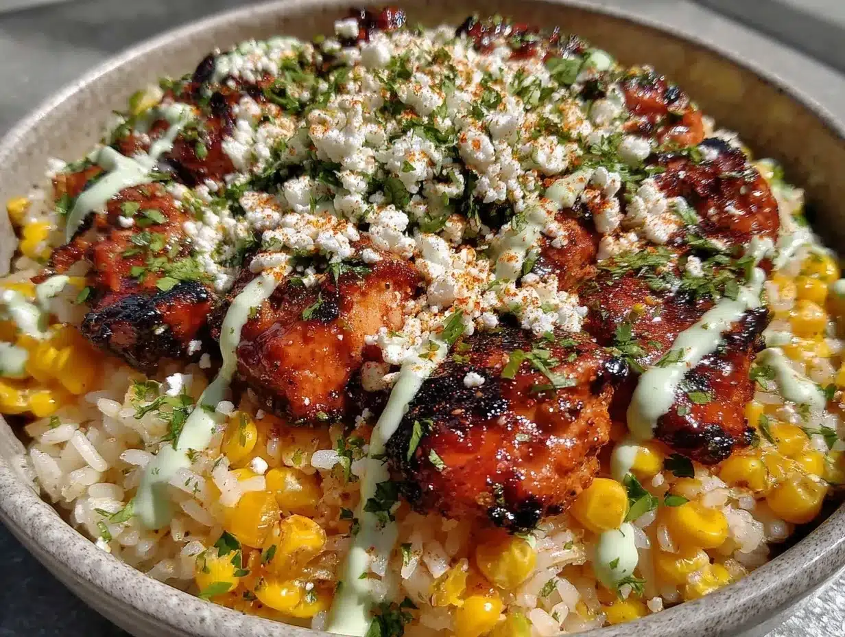 healthy street corn chicken rice bowl preparation steps
