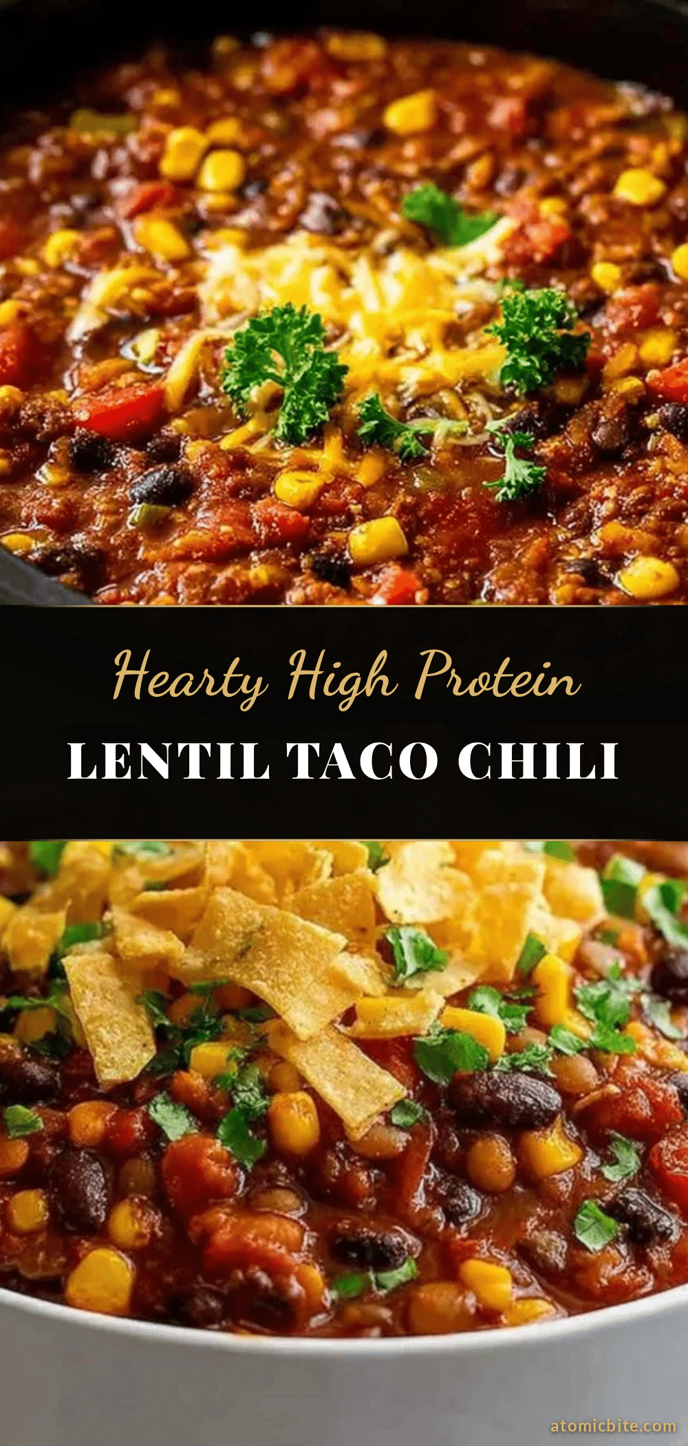 hearty high protein crockpot lentil taco chili recipe