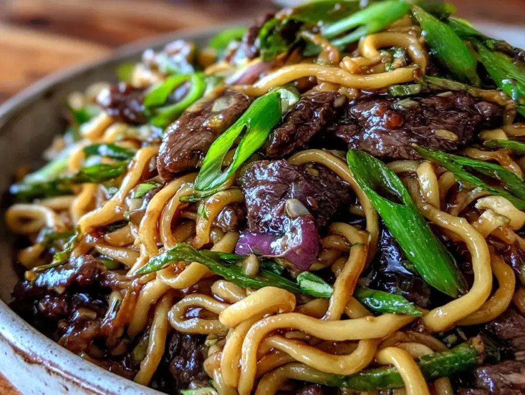 high protein mongolian noodles - featured image
