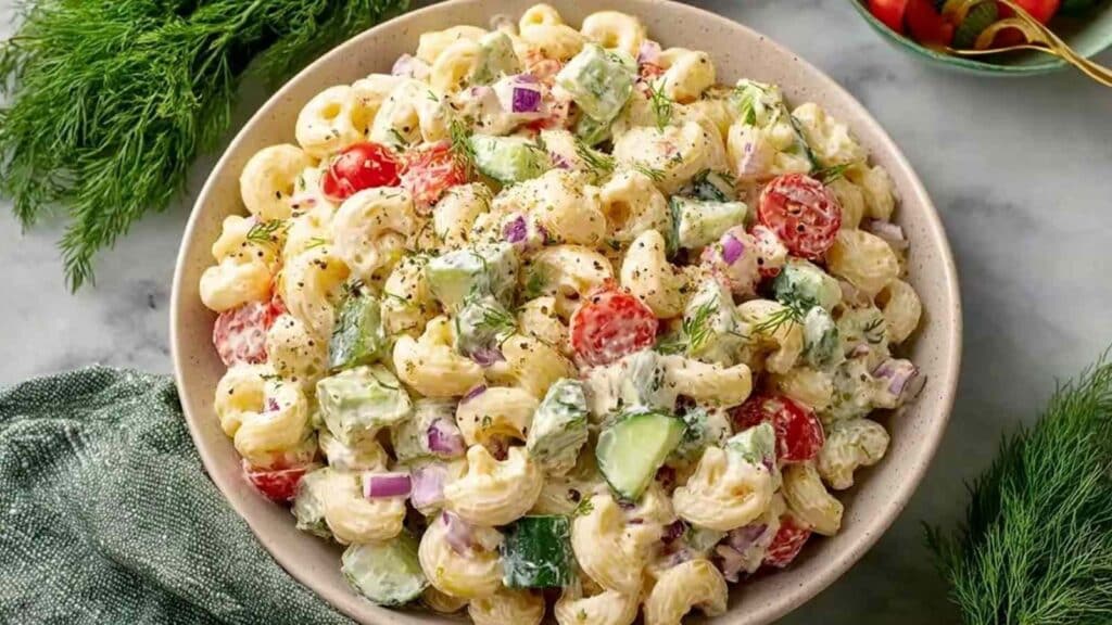 high protein ranch pasta salad - featured image