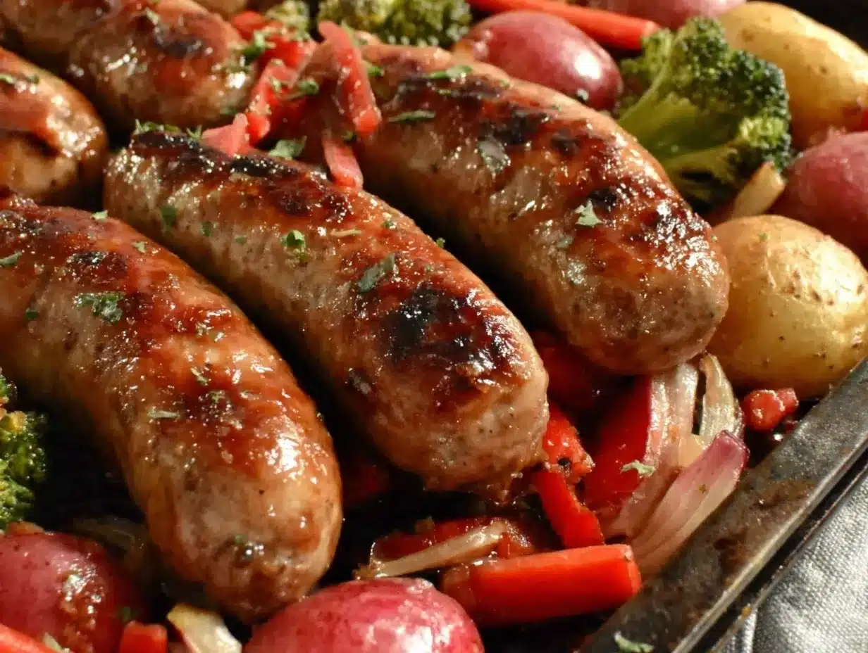 honey garlic sheet pan sausage preparation steps
