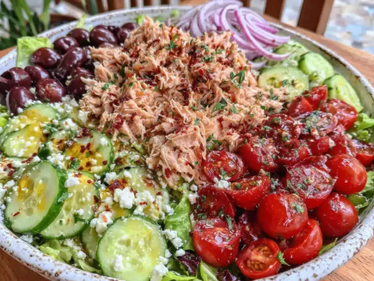 Mediterranean tuna salad preparation steps