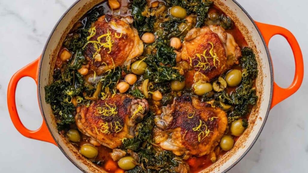 Moroccan braised chicken with olives - featured image