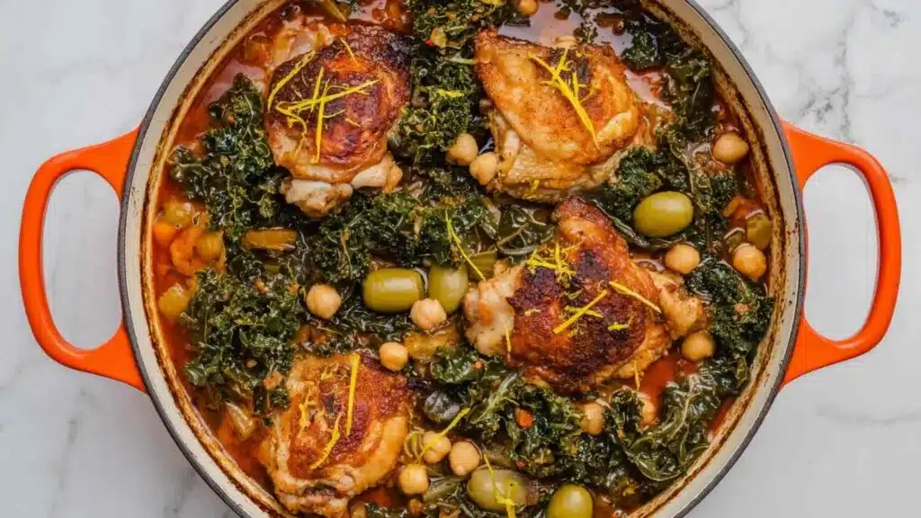 Moroccan braised chicken with olives preparation steps