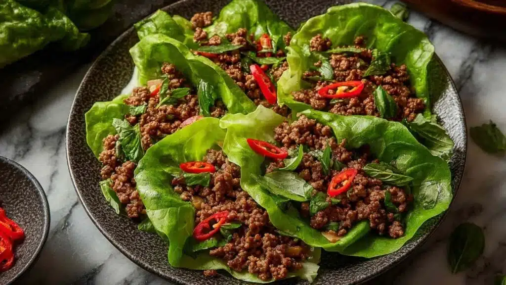 thai basil beef lettuce cups preparation steps