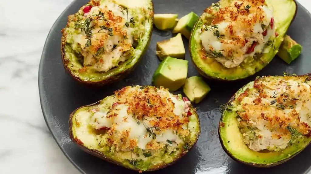 creamy chicken-stuffed baked avocados preparation steps