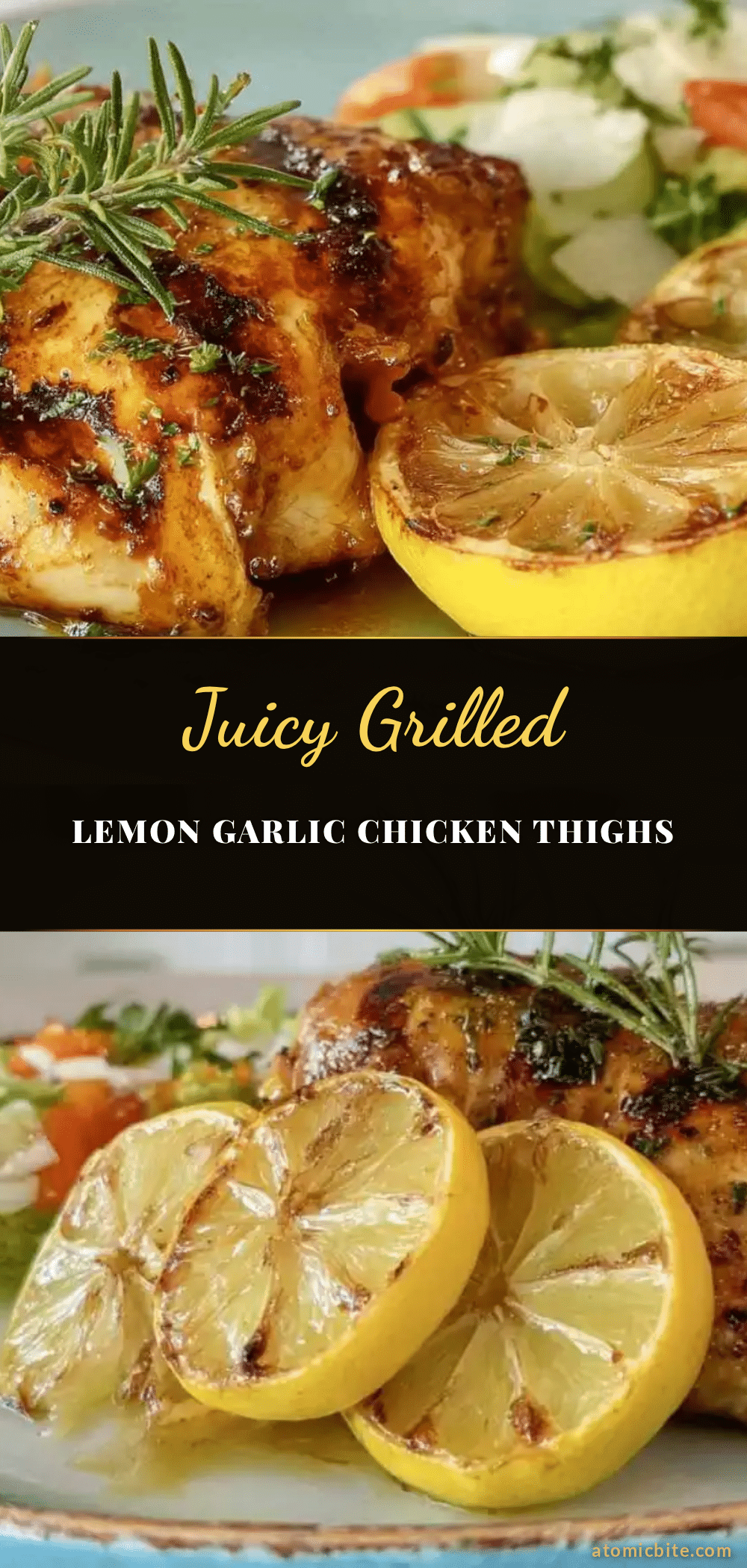 crispy grilled lemon-garlic chicken thighs recipe