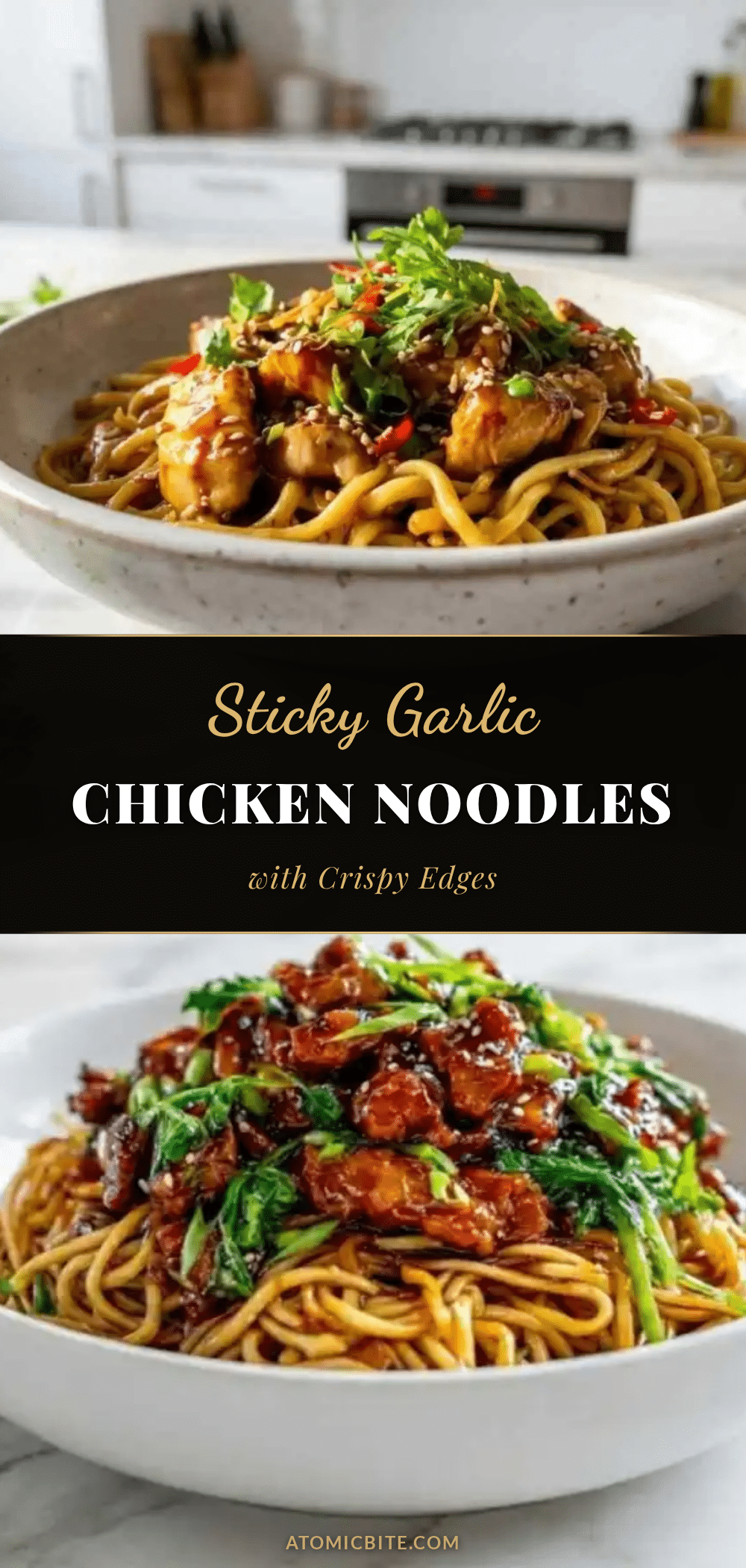crispy sticky garlic chicken noodles recipe