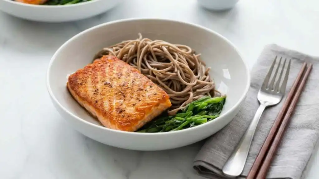 fresh salmon soba noodle salad preparation steps