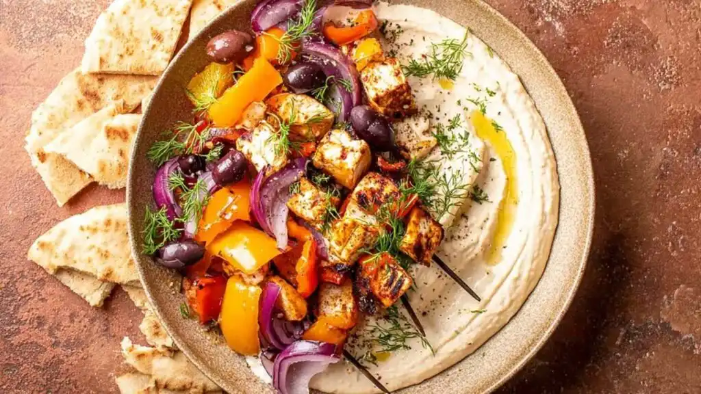 Greek chicken souvlaki skewers preparation steps