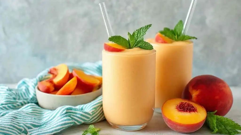 healthy high protein peach smoothie preparation steps