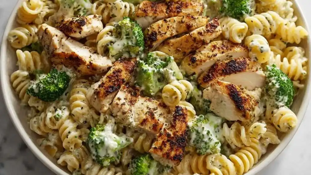 high protein rotisserie chicken broccoli pasta preparation steps