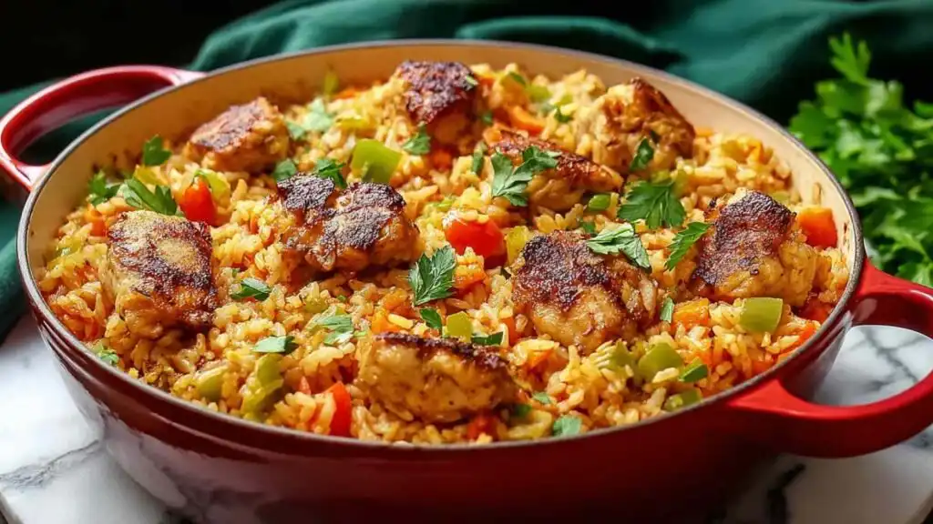 Portuguese chicken and rice preparation steps