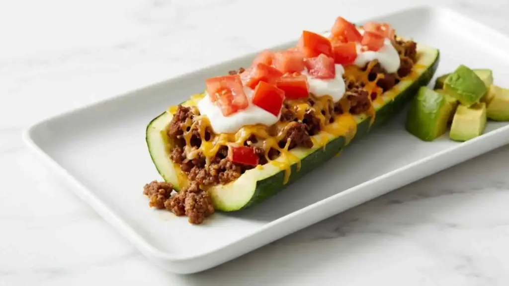 taco-stuffed zucchini boats - featured image