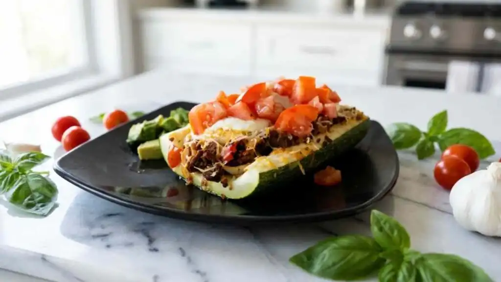 taco-stuffed zucchini boats preparation steps