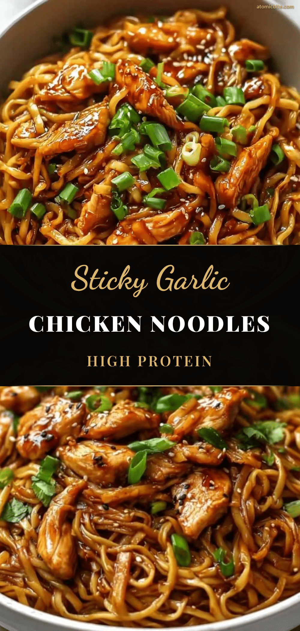 high protein sticky garlic chicken noodles recipe